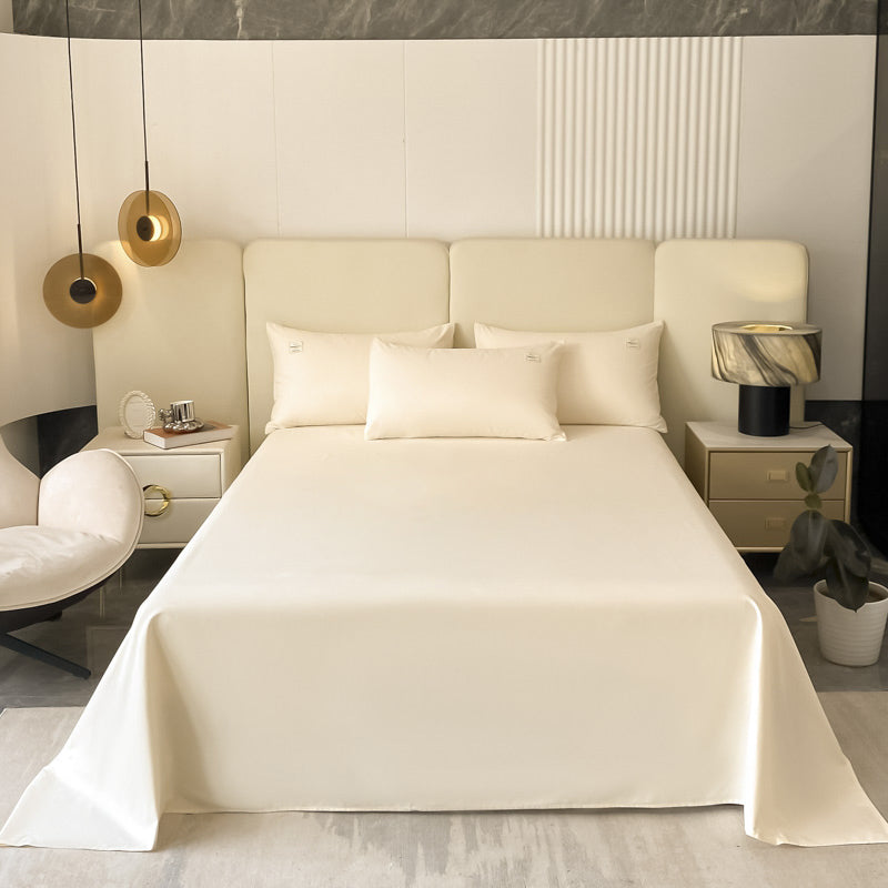 Solid Color Bed Sheet Set 100 Cotton Breathable Bed Sheet Set with Wrinkle Resistant