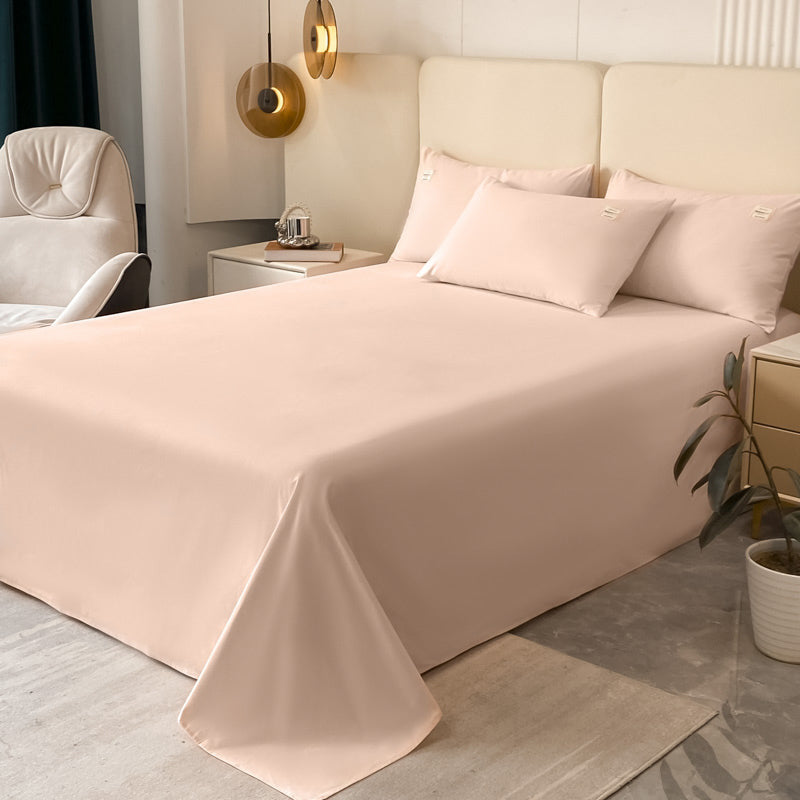 Solid Color Bed Sheet Set 100 Cotton Breathable Bed Sheet Set with Wrinkle Resistant