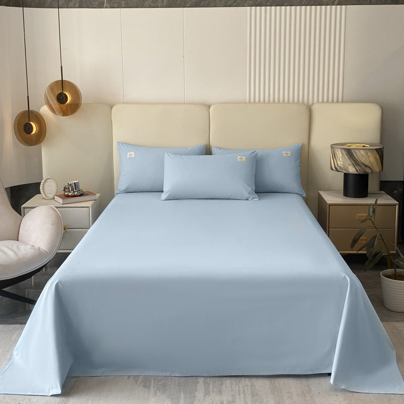 Solid Color Bed Sheet Set 100 Cotton Breathable Bed Sheet Set with Wrinkle Resistant