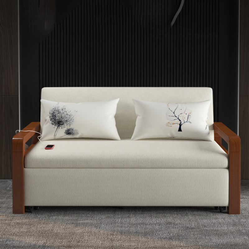 White Futon Sleeper Sofa Bed Contemporary Style with Arms Convertible Sofas