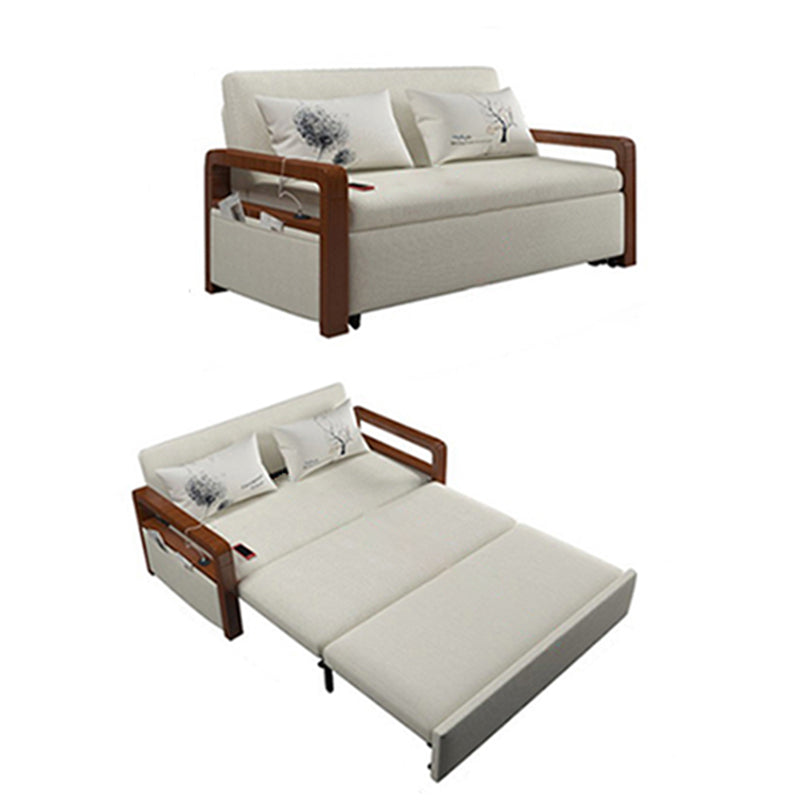 White Futon Sleeper Sofa Bed Contemporary Style with Arms Convertible Sofas