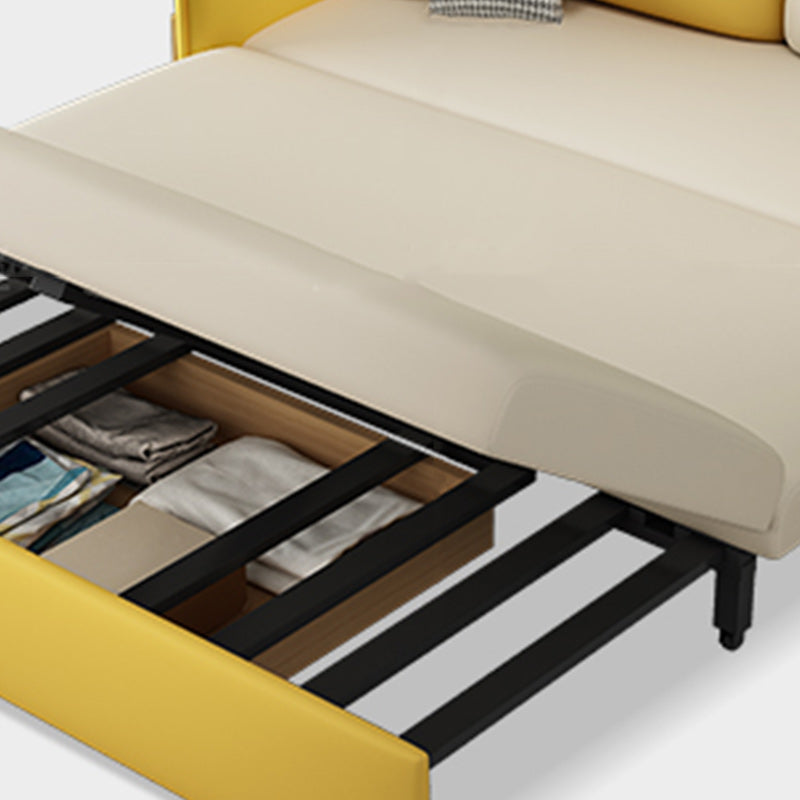 Pillow Back Futon Sleeper Sofa Faux Leather Sleeper Sofa with Storage