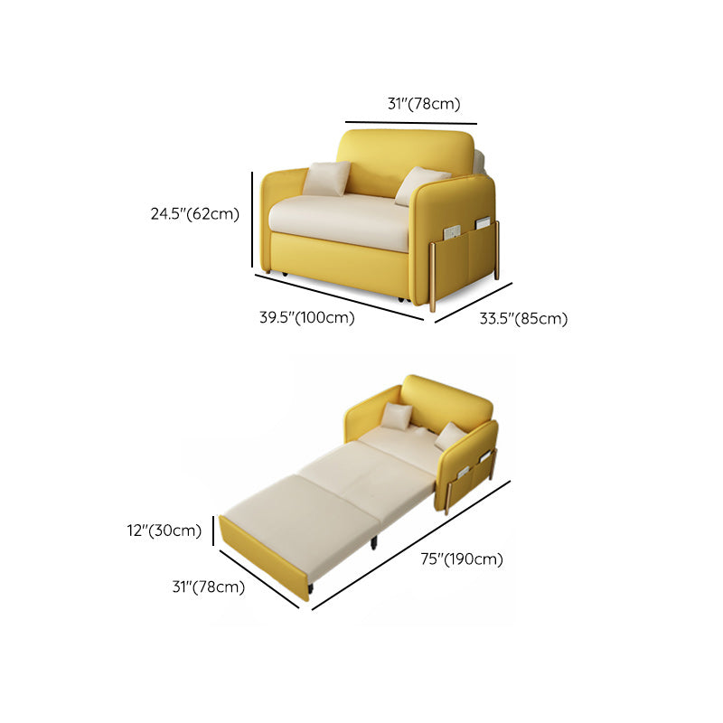 Pillow Back Futon Sleeper Sofa Faux Leather Sleeper Sofa with Storage