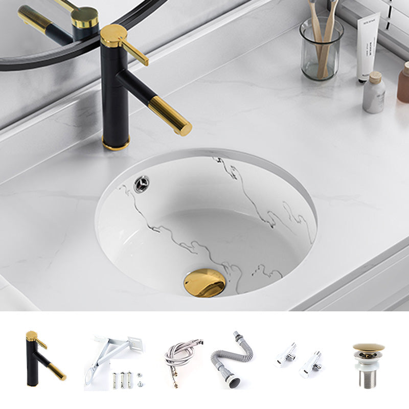 Modern Undermount Vanity Sink Rectangular Porcelain with Overflow Basin Sink