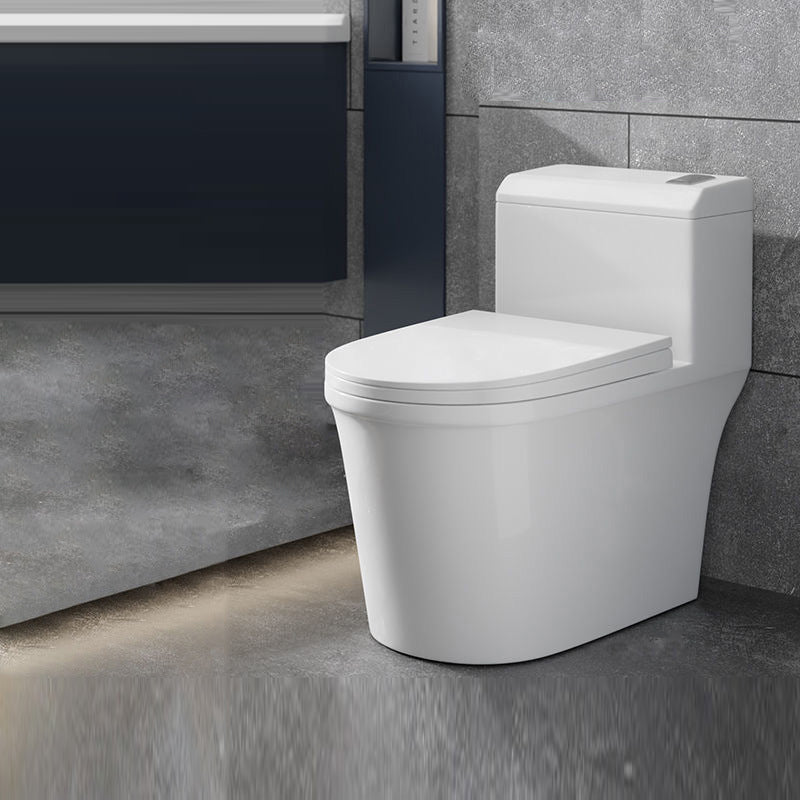 Contemporary Floor Mount Flush Toilet White Toilet Bowl for Washroom