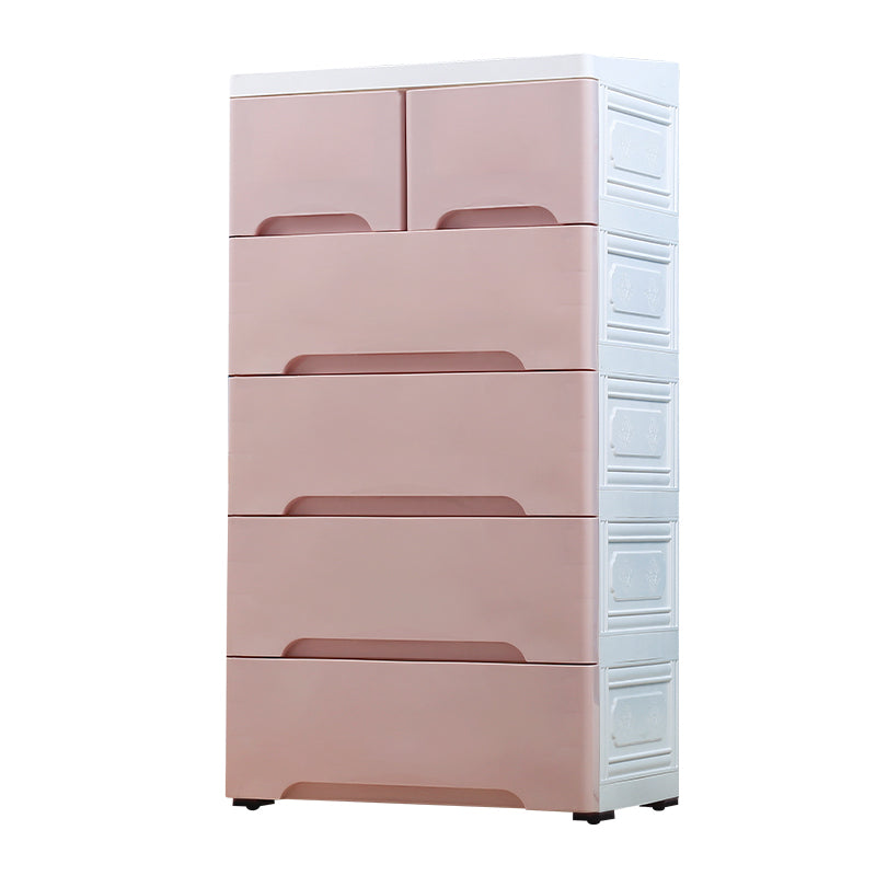 Contemporary Vertical Kids Dressers Plastic Nursery Dresser with Drawers for Bedroom