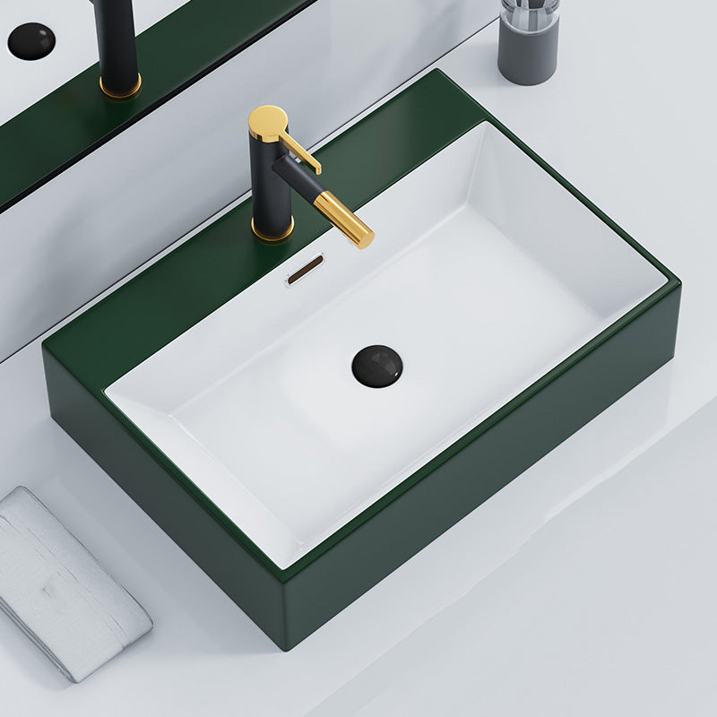 Rectangular Bathroom Sink Ceramic Modern Vessel Bathroom Sink with Faucet