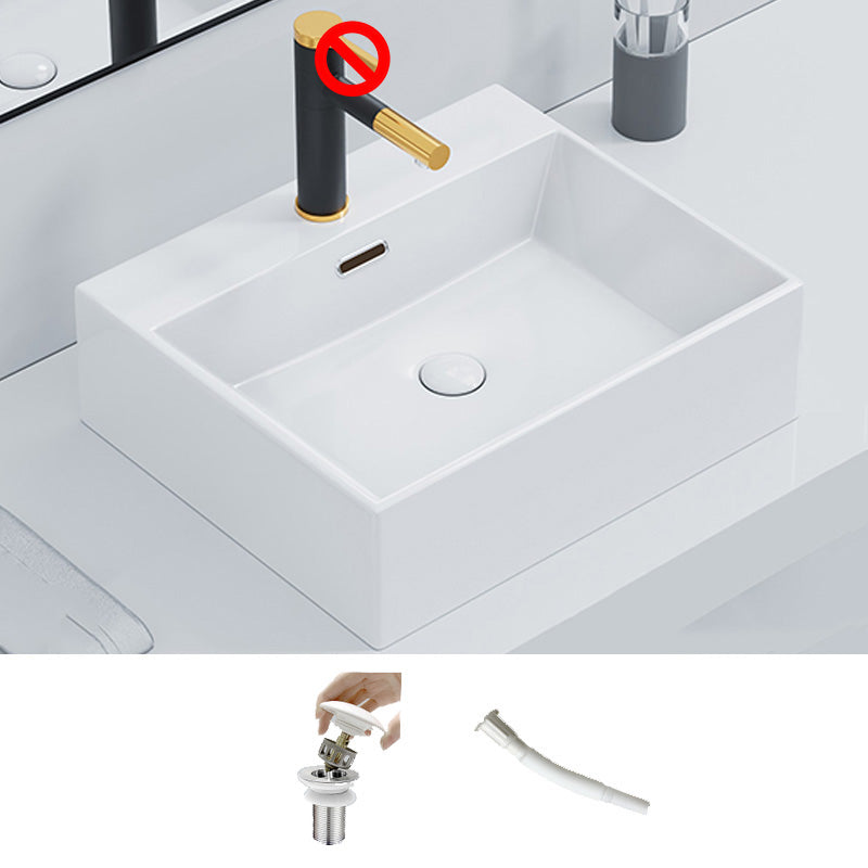 Rectangular Bathroom Sink Ceramic Modern Vessel Bathroom Sink with Faucet