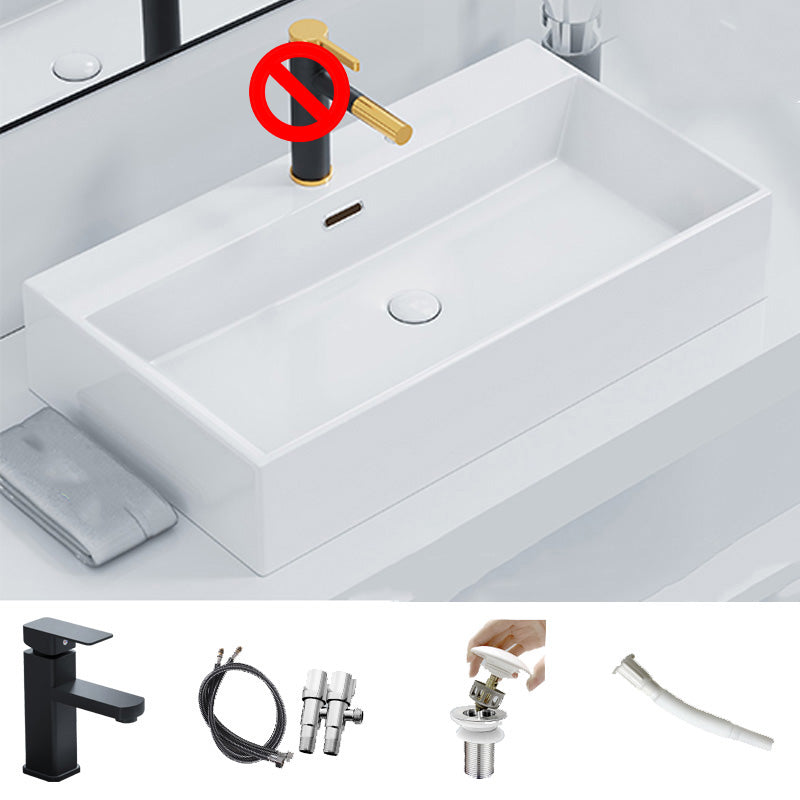 Rectangular Bathroom Sink Ceramic Modern Vessel Bathroom Sink with Faucet