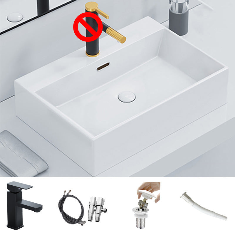 Rectangular Bathroom Sink Ceramic Modern Vessel Bathroom Sink with Faucet