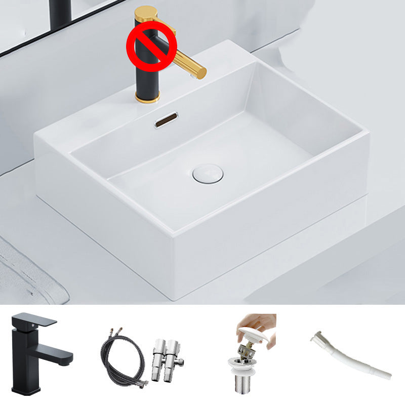Rectangular Bathroom Sink Ceramic Modern Vessel Bathroom Sink with Faucet