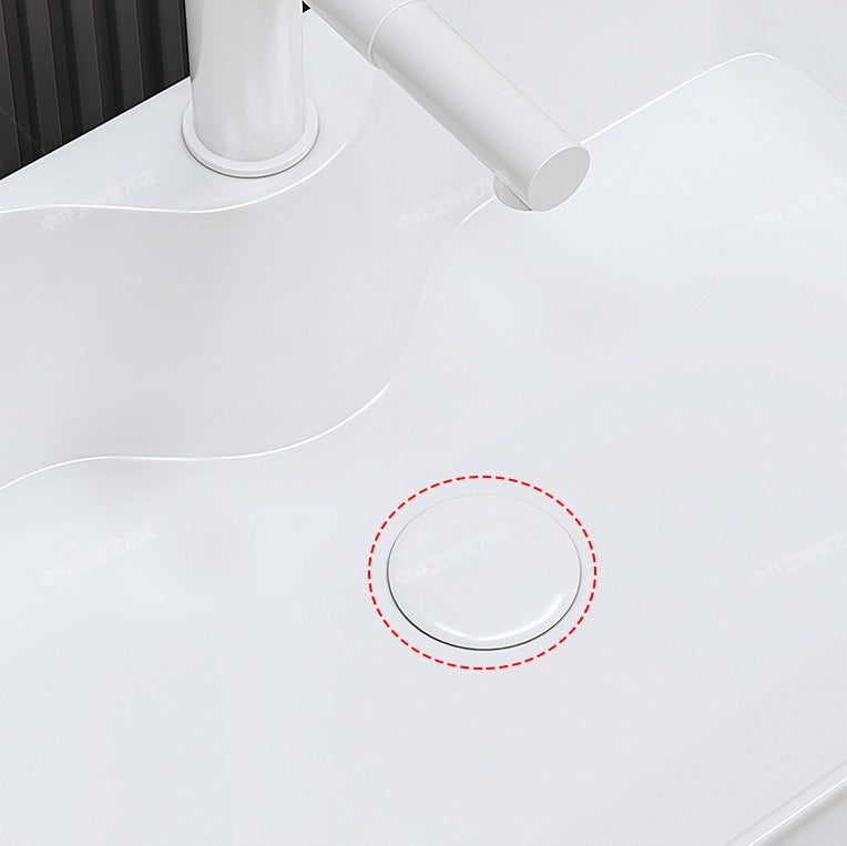 Fade Resistant Bath Sink White Rectangular Ceramic Faucet Vessel Bathroom Sink