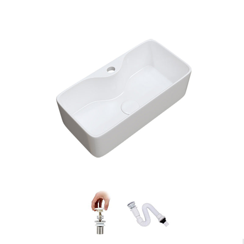 Fade Resistant Bath Sink White Rectangular Ceramic Faucet Vessel Bathroom Sink