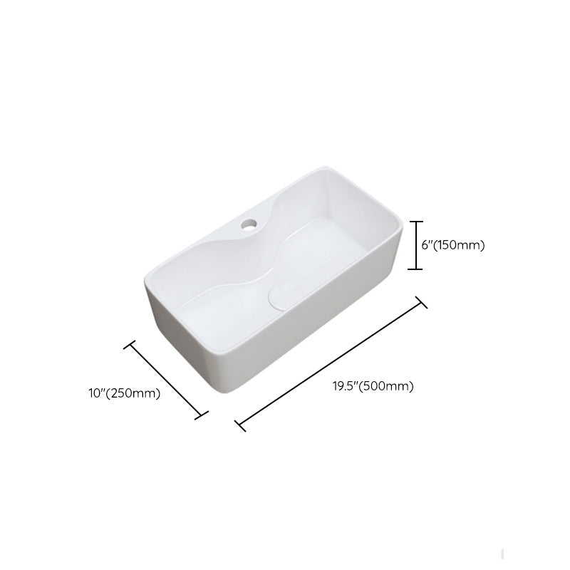 Fade Resistant Bath Sink White Rectangular Ceramic Faucet Vessel Bathroom Sink