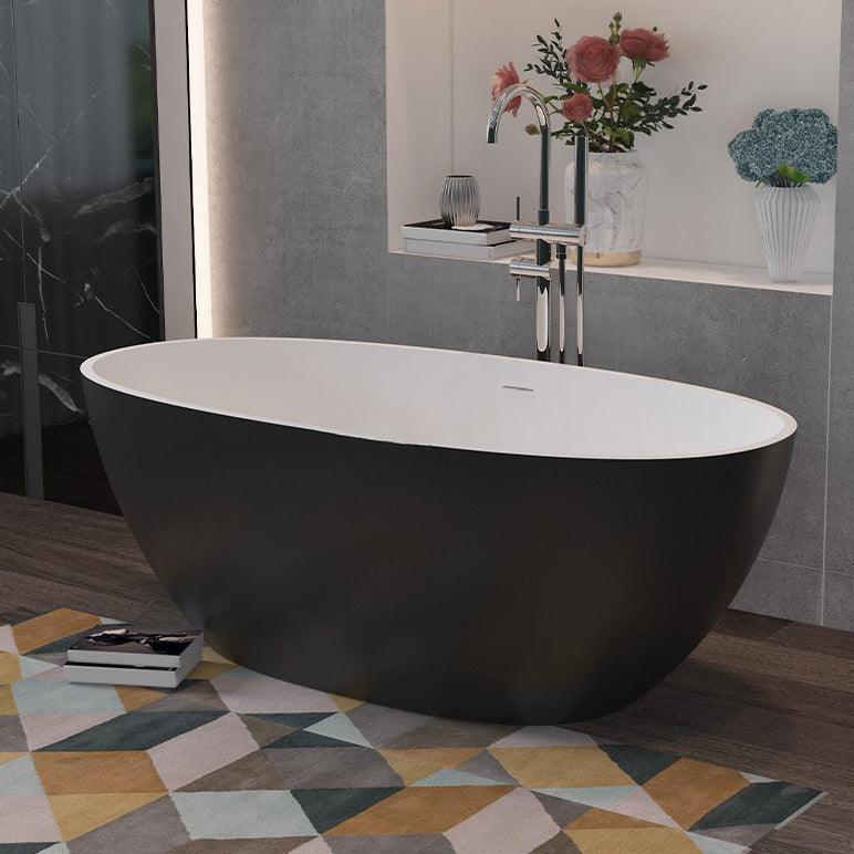 Stone Soaking Bath Antique Finish Oval Back to Wall Bath Tub