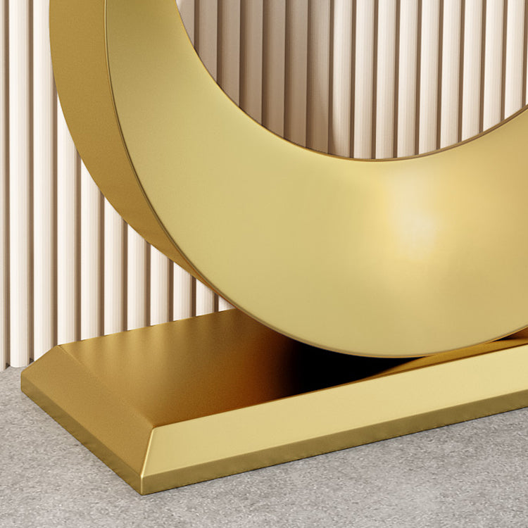Glam Stone Console Accent Table Half Moon Console Sofa Table for Hall