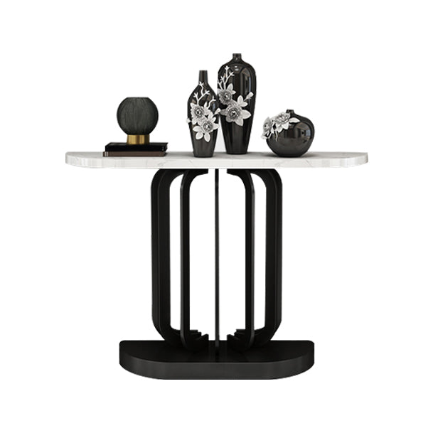 Glam Marble Console Accent Table Half Moon Console Sofa Table for Hall