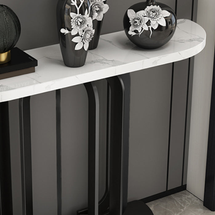 Glam Marble Console Accent Table Half Moon Console Sofa Table for Hall