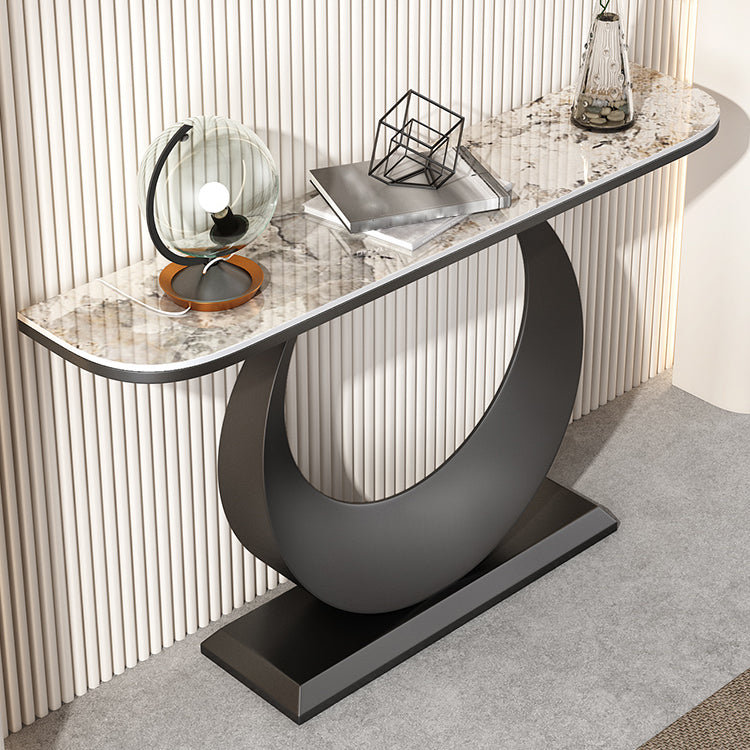 Glam Stone Console Accent Table Metal Console Sofa Table for Hall