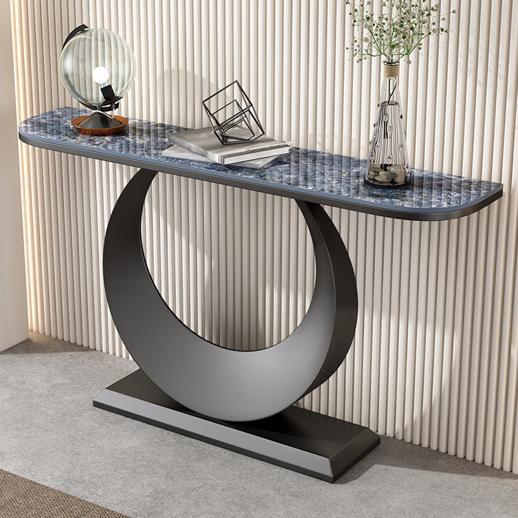 Glam Stone Console Accent Table Metal Console Sofa Table for Hall