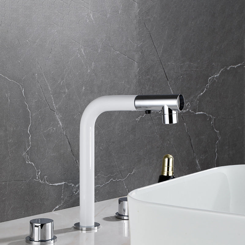 Pull-out Widespread Sink Faucet 2-Handle Vessel Sink Faucet with Angle Valve and Drain