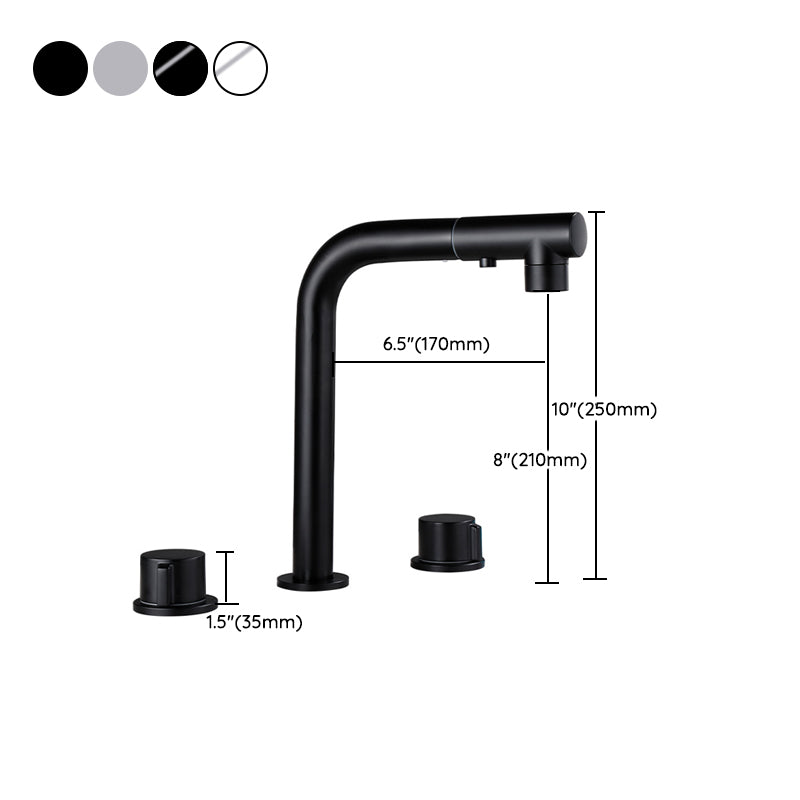 Pull-out Widespread Sink Faucet 2-Handle Vessel Sink Faucet with Angle Valve and Drain