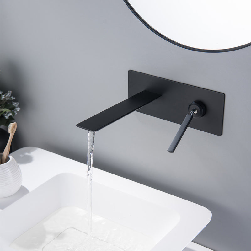 Modern Lavatory Faucet Single Handle Metal Wall Mounted Bathroom Faucet