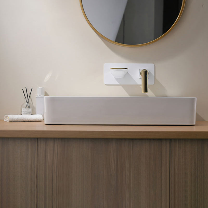 Waterfall Wall Mounted Bathroom Faucet Modern Lavatory Faucet