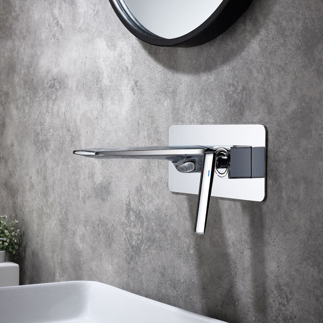 Waterfall Wall Mounted Bathroom Faucet Modern Lavatory Faucet