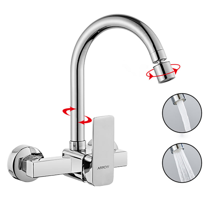 Contemporary Centerset Bathroom Faucet Single Handle Swivel Spout Circular Faucet
