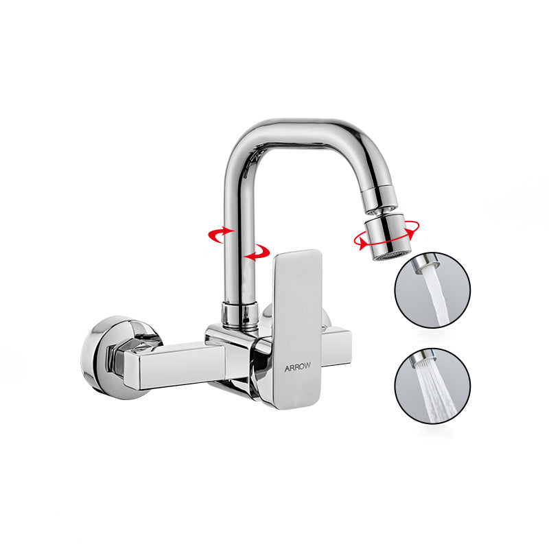 Contemporary Centerset Bathroom Faucet Single Handle Swivel Spout Circular Faucet