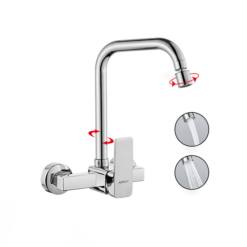 Contemporary Centerset Bathroom Faucet Single Handle Swivel Spout Circular Faucet
