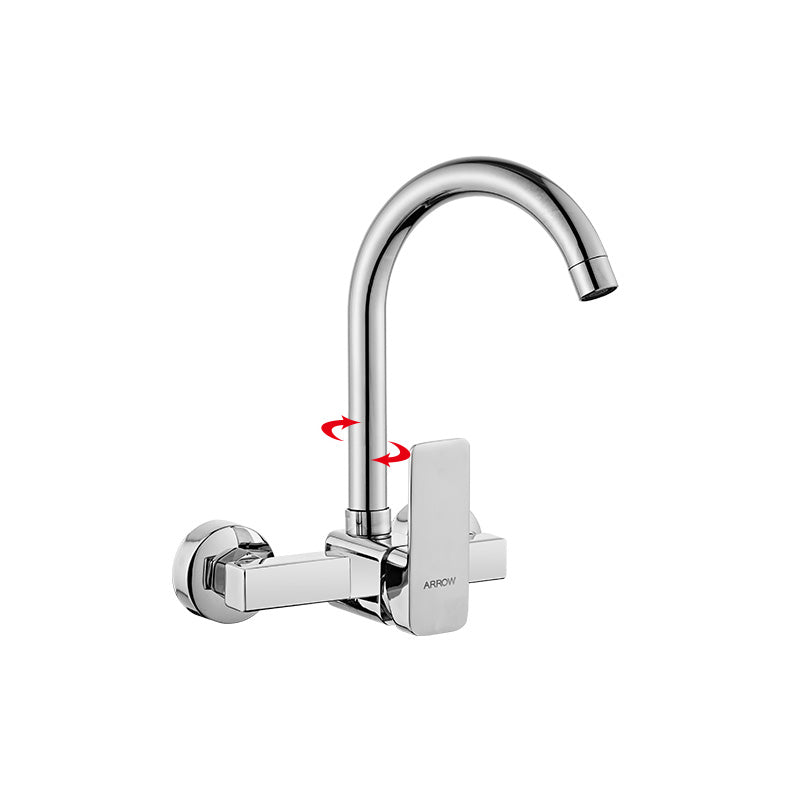 Contemporary Centerset Bathroom Faucet Single Handle Swivel Spout Circular Faucet