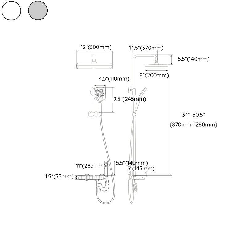Modern Shower Trim Brass Adjustable Spray Pattern Thermostatic Shower Set