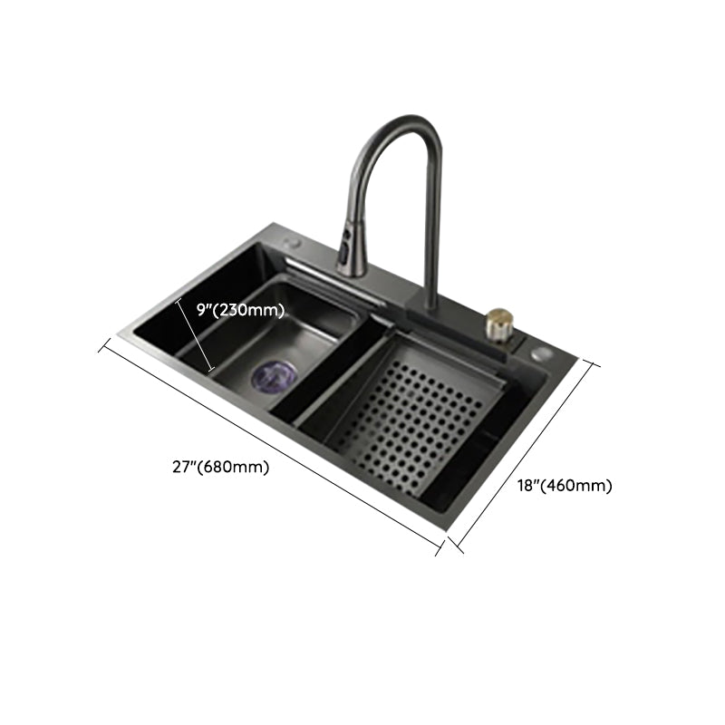 Modern Kitchen Sink Stainless Steel Noise-cancelling Drop-In Kitchen Sink with Faucet