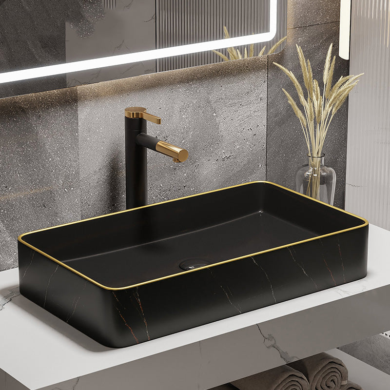Rectangular Trough Sink Modern Simple Porcelain Trough Bathroom Sink
