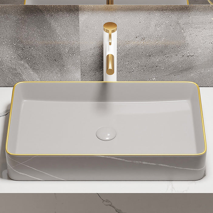 Rectangular Trough Sink Modern Simple Porcelain Trough Bathroom Sink