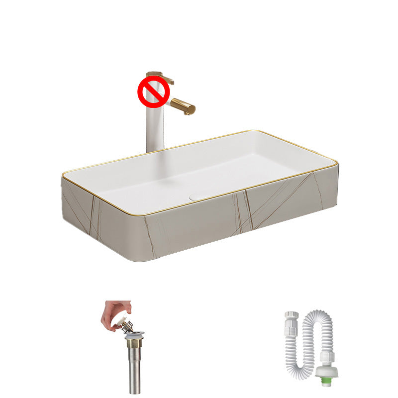 Rectangular Trough Sink Modern Simple Porcelain Trough Bathroom Sink