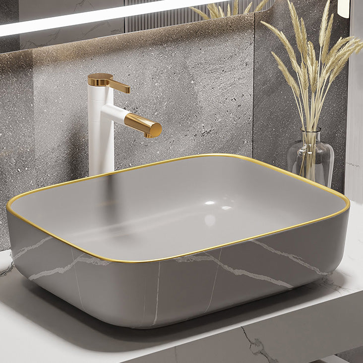 Rectangular Trough Sink Modern Simple Porcelain Trough Bathroom Sink