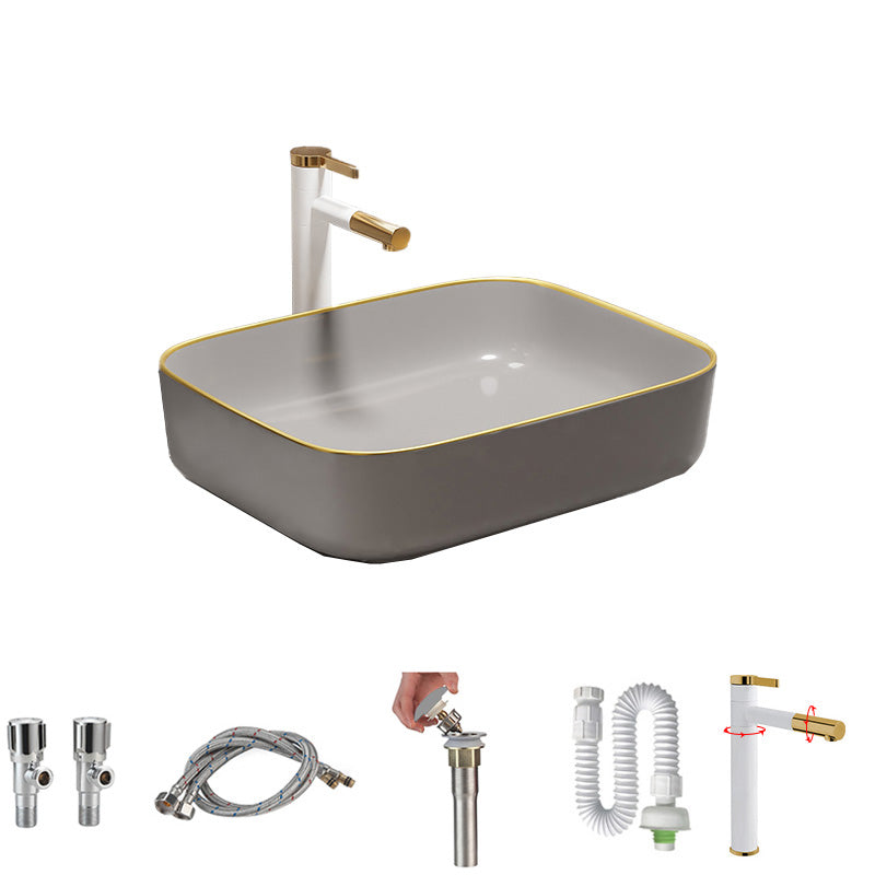 Rectangular Trough Sink Modern Simple Porcelain Trough Bathroom Sink