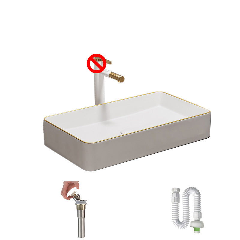 Rectangular Trough Sink Modern Simple Porcelain Trough Bathroom Sink