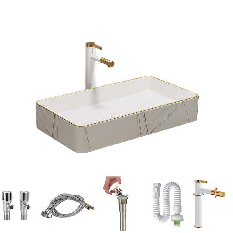Rectangular Trough Sink Modern Simple Porcelain Trough Bathroom Sink