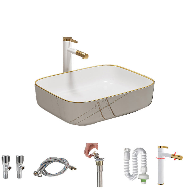 Rectangular Trough Sink Modern Simple Porcelain Trough Bathroom Sink