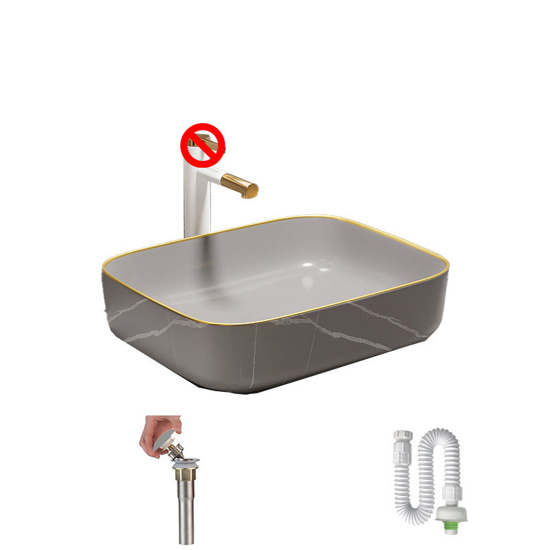 Rectangular Trough Sink Modern Simple Porcelain Trough Bathroom Sink