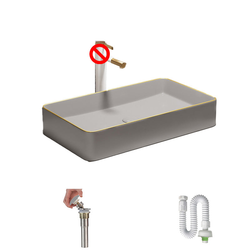 Rectangular Trough Sink Modern Simple Porcelain Trough Bathroom Sink