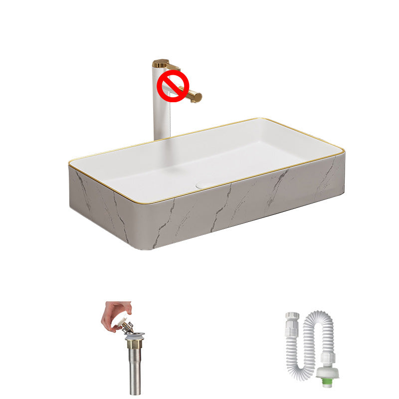 Rectangular Trough Sink Modern Simple Porcelain Trough Bathroom Sink