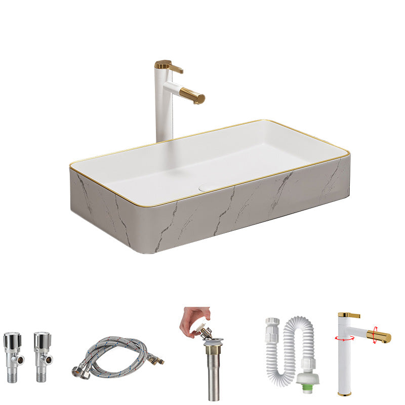 Rectangular Trough Sink Modern Simple Porcelain Trough Bathroom Sink