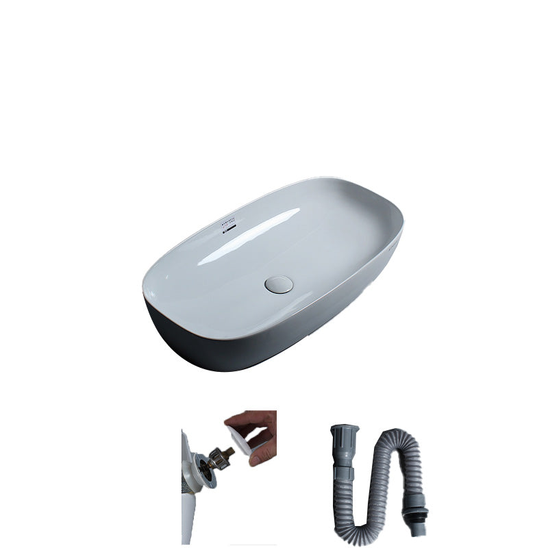 Porcelain Trough Sink Modern Simple Trough Bathroom Sink with Faucet Included