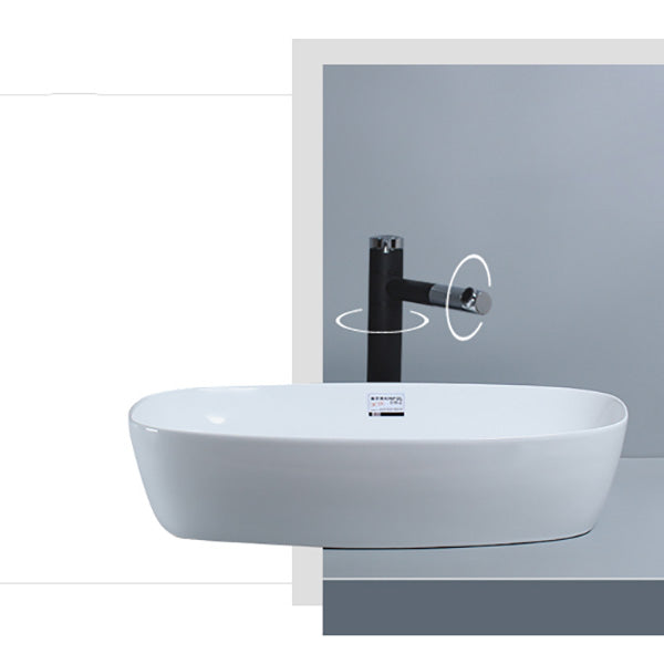 Porcelain Trough Sink Modern Simple Trough Bathroom Sink with Faucet Included