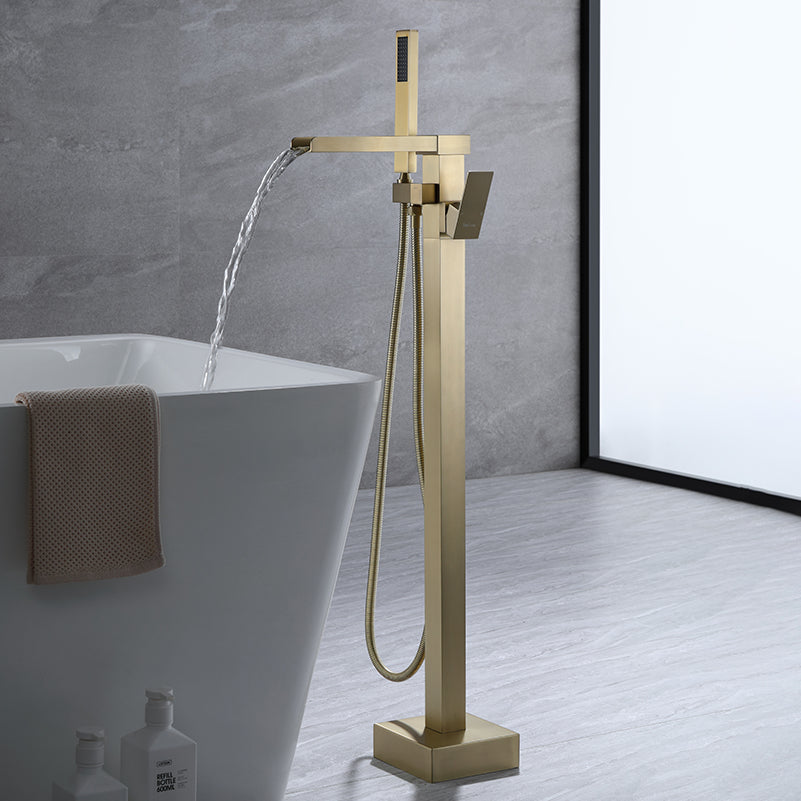 Floor Mounted Bronzel Freestanding Tub Filler Single Handle Freestanding Faucet with Hose